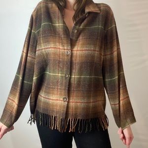 Fringe Wool Flannel Jacket